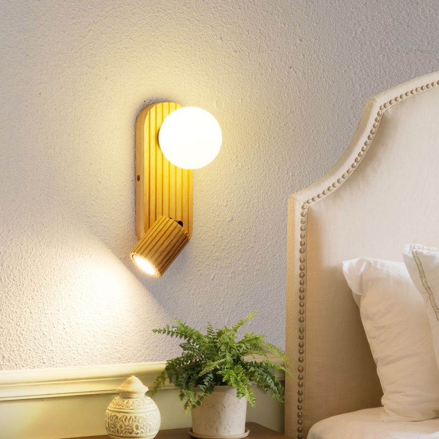 Brilagi - Настінний точковий світильник MODERN WOOD 1xG9/5W/230V + 1xGU10/8W, деревина гевеї