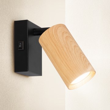 Brilagi - Настінний точковий світильник SELE 1xGU10/30W/230V чорний/дубовий декор