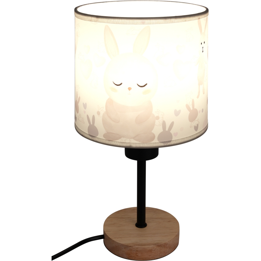 BRILAGI - Детская настольная лампа BOBO WOOD 1xE27/25W/230V дуб/чёрный/белый/зайчики