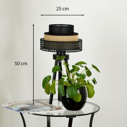 Brilagi - Настольная лампа DAKOTA LUNETA 1xE27/15W/230V черный/бежевый