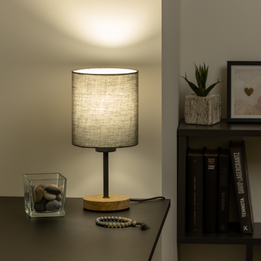 Brilagi - Настольная лампа NUBILA WOOD 1xE27/25W/230V дуб/антрацит