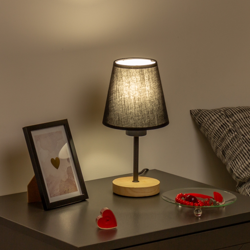 Brilagi - Настольная лампа NUBILA WOOD 1xE27/25W/230V дуб/черный
