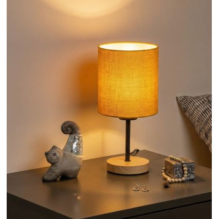 Brilagi - Настольная лампа NUBILA WOOD 1xE27/25W/230V дуб/чёрный/жёлтый
