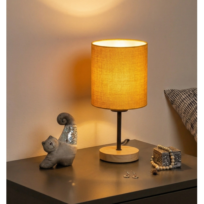 Brilagi - Настольная лампа NUBILA WOOD 1xE27/25W/230V дуб/чёрный/жёлтый