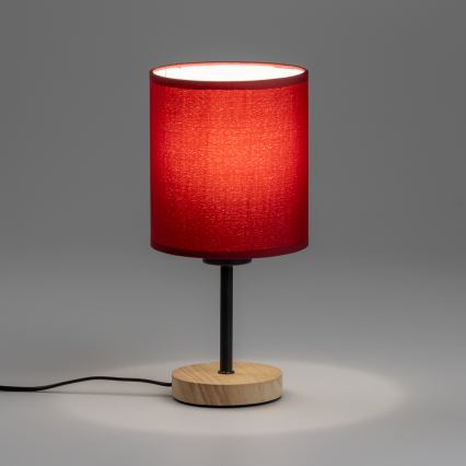 Brilagi - Настольная лампа NUBILA WOOD 1xE27/25W/230V дуб/Помпейский красный