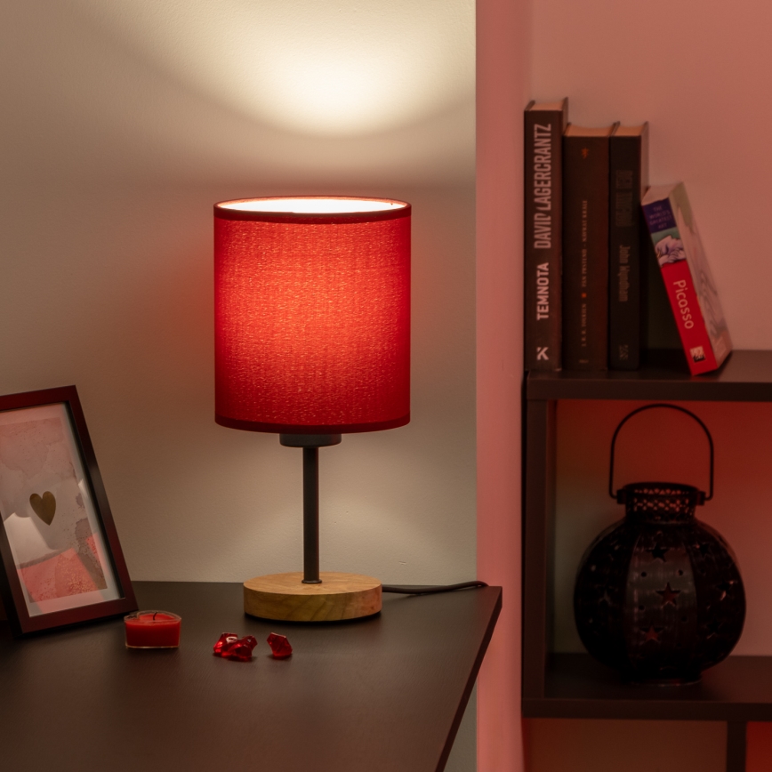Brilagi - Настольная лампа NUBILA WOOD 1xE27/25W/230V дуб/Помпейский красный