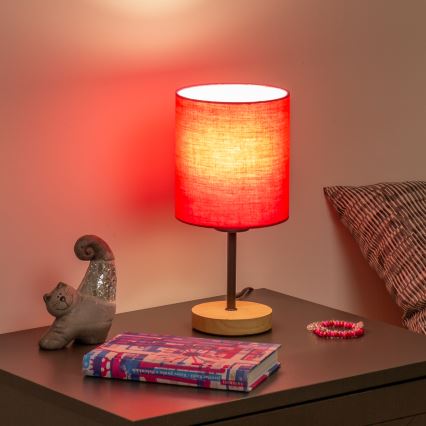 Brilagi - Настольная лампа NUBILA WOOD 1xE27/25W/230V дуб/розовый
