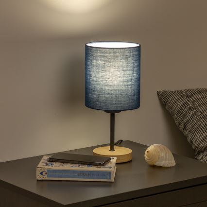 Brilagi - Настольная лампа NUBILA WOOD 1xE27/25W/230V дуб/темно-синий