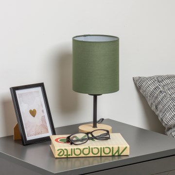 Brilagi - Настольная лампа NUBILA WOOD 1xE27/25W/230V дуб/зеленый