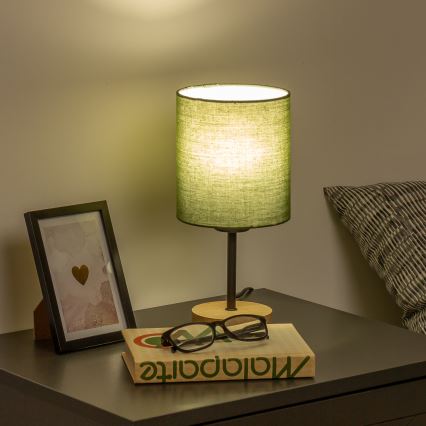 Brilagi - Настольная лампа NUBILA WOOD 1xE27/25W/230V дуб/зеленый