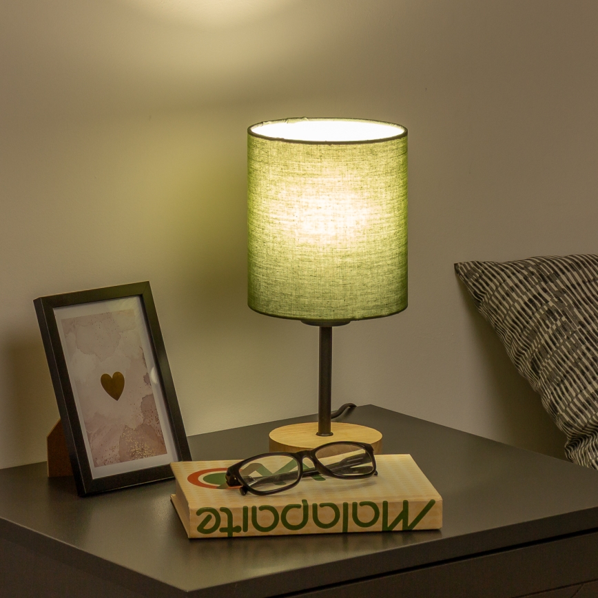 Brilagi - Настольная лампа NUBILA WOOD 1xE27/25W/230V дуб/зеленый