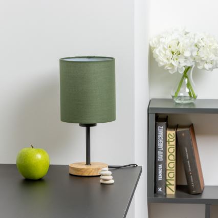 Brilagi - Настольная лампа NUBILA WOOD 1xE27/25W/230V дуб/зеленый