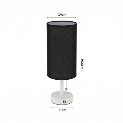 Brilagi - Настольная лампа с USB-портом TABLON 1xE27/25W/230V белая/черная
