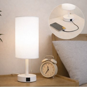 Brilagi - Настольная лампа с USB-портом TABLON 1xE27/25W/230V белая