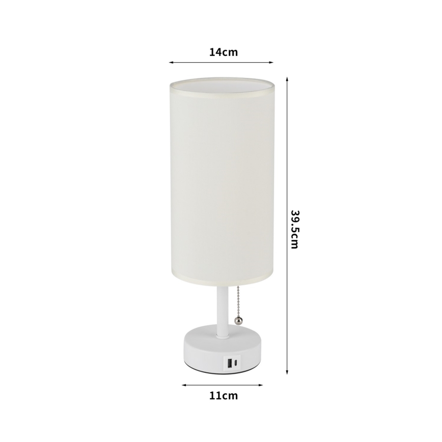 Brilagi - Настольная лампа с USB-портом TABLON 1xE27/25W/230V белая/кремовая