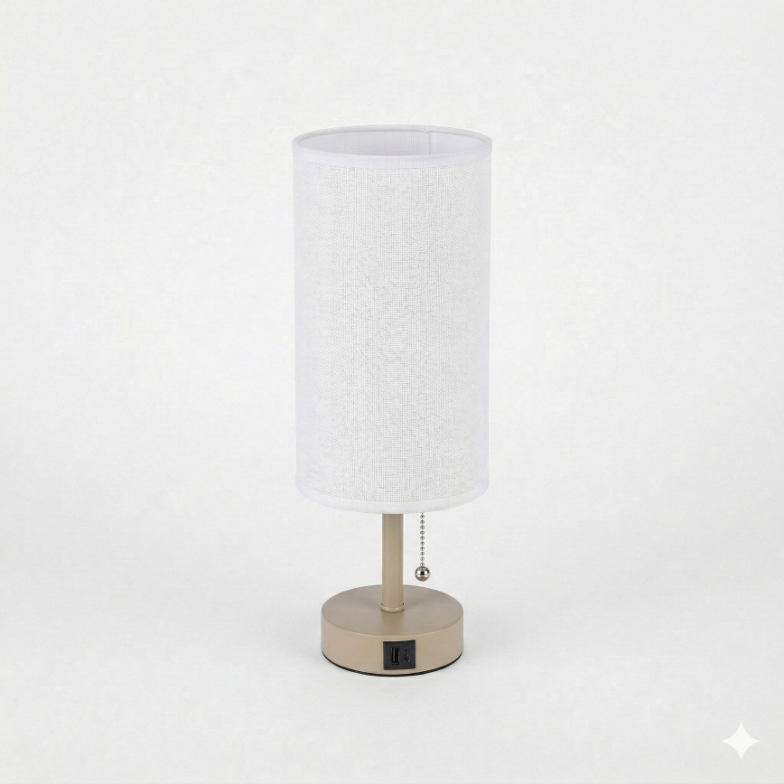 Brilagi - Настольная лампа с USB-портом TABLON 1xE27/25W/230V бежевая/белая