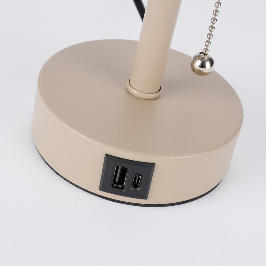 Brilagi - Настольная лампа с USB-портом TABLON 1xE27/25W/230V бежевая/белая