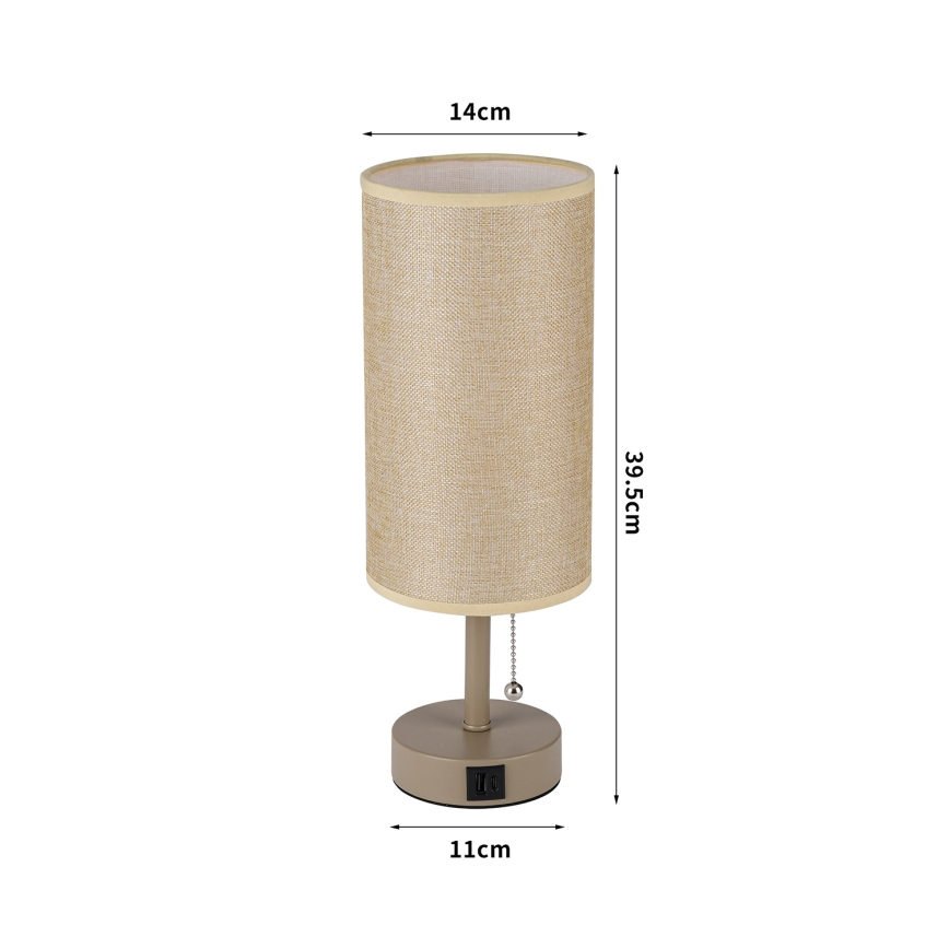 Brilagi - Настольная лампа с USB-портом TABLON 1xE27/25W/230V бежевая
