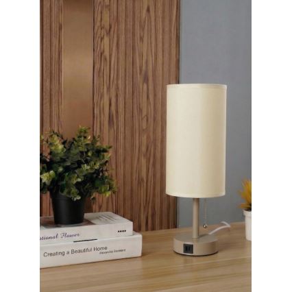 Brilagi - Настольная лампа с USB-портом TABLON 1xE27/25W/230V бежевая/кремовая