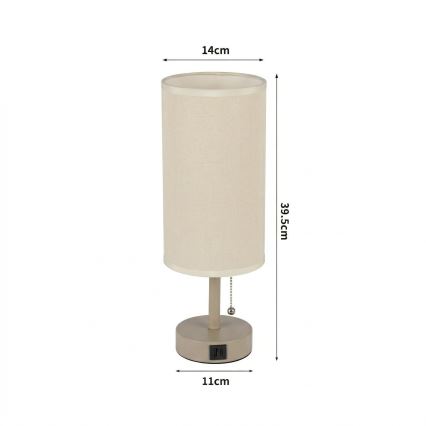 Brilagi - Настольная лампа с USB-портом TABLON 1xE27/25W/230V бежевая/кремовая