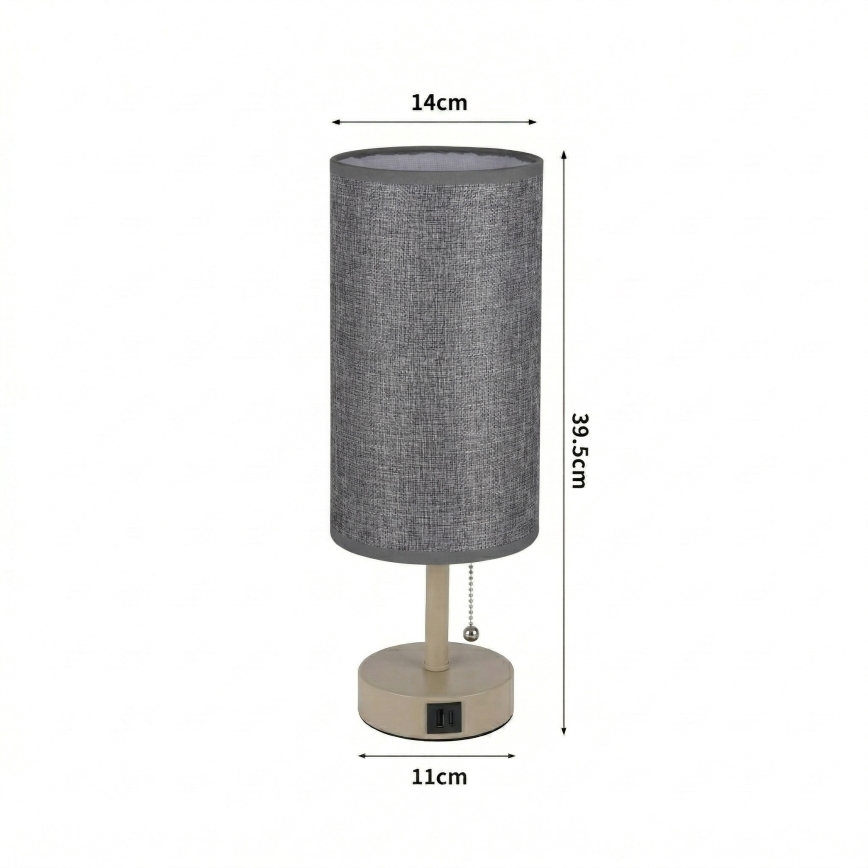 Brilagi - Настольная лампа с USB-портом TABLON 1xE27/25W/230V бежевый/серый