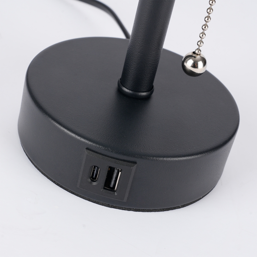 Brilagi - Настольная лампа с USB-портом TABLON 1xE27/25W/230V черная