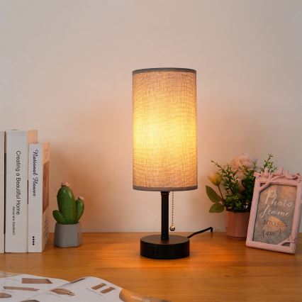 Brilagi - Настольная лампа с USB-портом TABLON 1xE27/25W/230V черная/серая