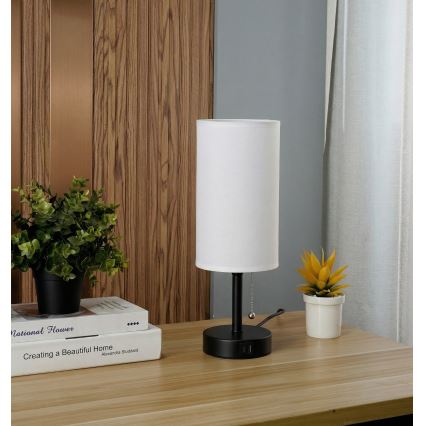 Brilagi - Настольная лампа с USB-портом TABLON 1xE27/25W/230V черный/белый