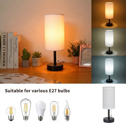 Brilagi - Настольная лампа с USB-портом TABLON 1xE27/25W/230V черный/белый