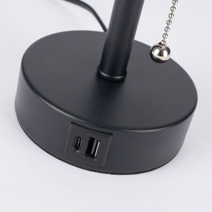 Brilagi - Настольная лампа с USB-портом TABLON 1xE27/25W/230V черный/белый