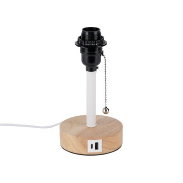 Brilagi - Настольная лампа с USB-портом TABLON 1xE27/25W/230V дуб/белый