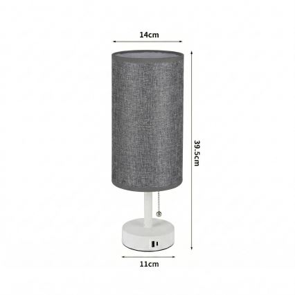 Brilagi - Настольная лампа с USB‑портом TABLON 1xE27/25W/230V белая/серая