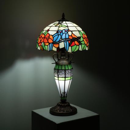 Brilagi - настольная витражная лампа Tiffany JUNGLE 1xE27/60W/230V + 1xE14/40W