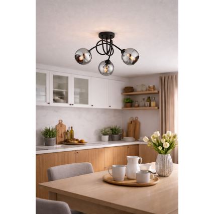 Brilagi - Накладна люстра DIOR 3xE27/60W/230V чорна/димчасто-сіра