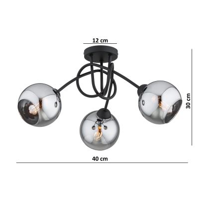 Brilagi - Накладна люстра DIOR 3xE27/60W/230V чорна/димчасто-сіра