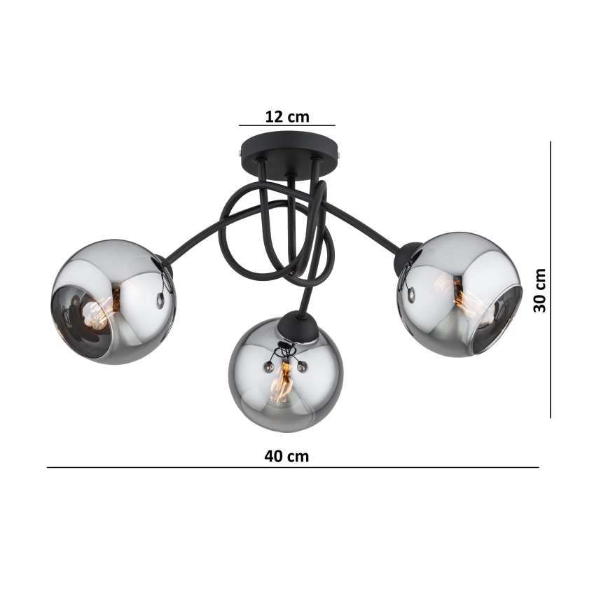 Brilagi - Накладна люстра DIOR 3xE27/60W/230V чорна/димчасто-сіра