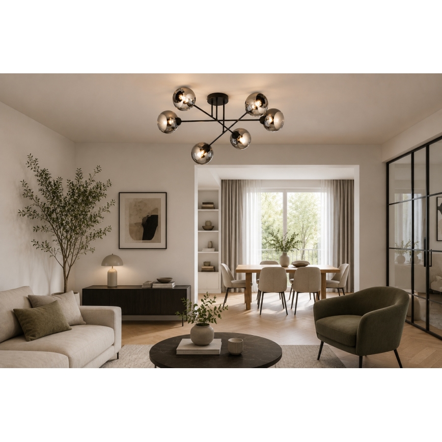 BRILAGI - Накладна люстра DIOR 6xE27/60W/230V чорна/димчасто-сіра
