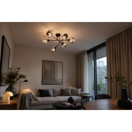 BRILAGI - Накладна люстра DIOR 6xE27/60W/230V чорна/димчасто-сіра