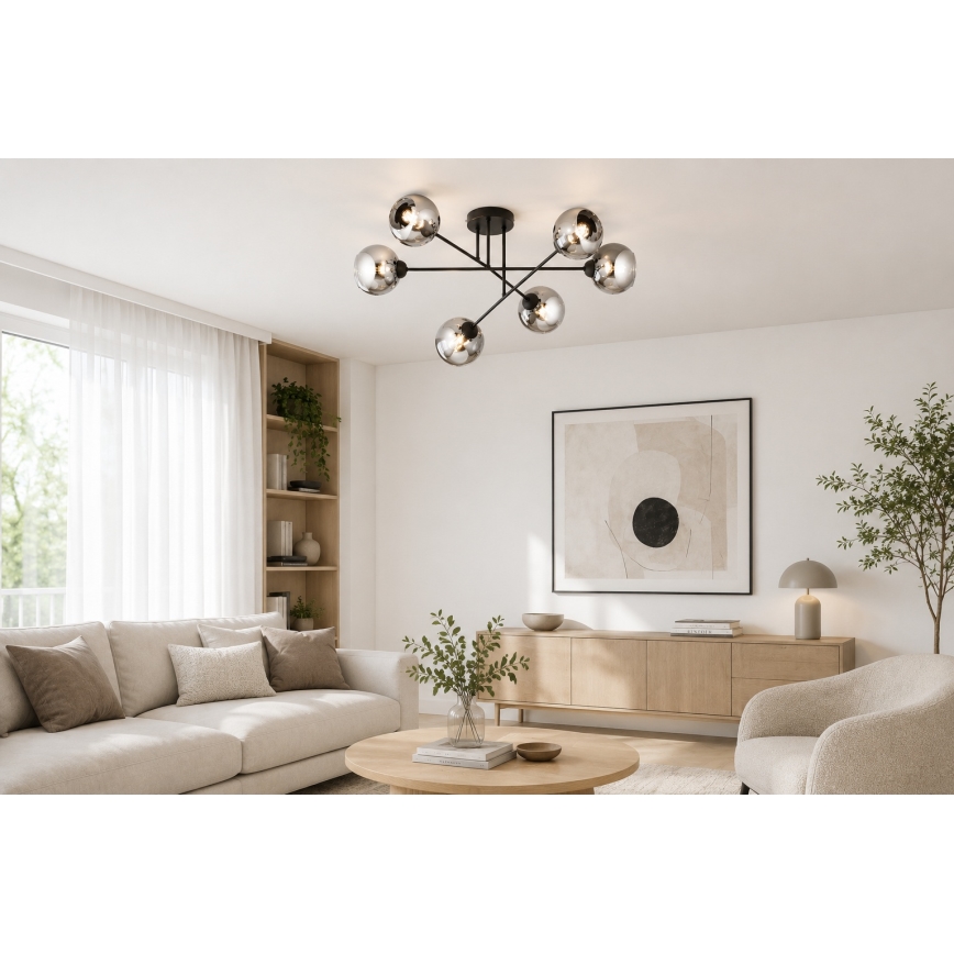 BRILAGI - Накладна люстра DIOR 6xE27/60W/230V чорна/димчасто-сіра