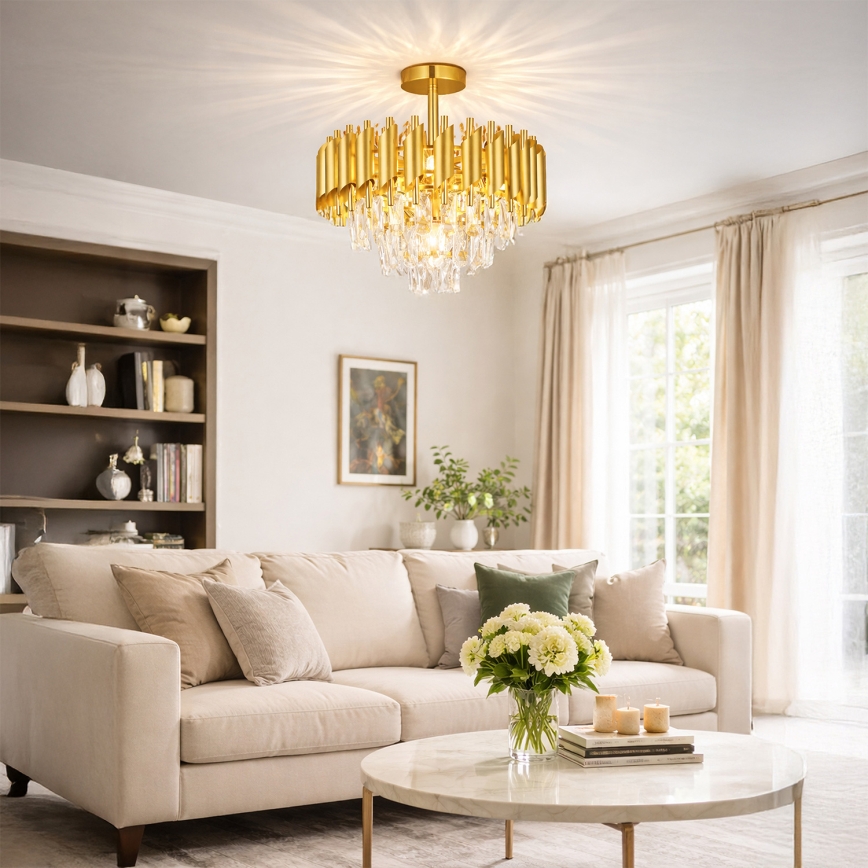 Брілагі - Накладна люстра ЕКЛІПС 5хЕ14/10 Вт/230 В діам. 38 см золота