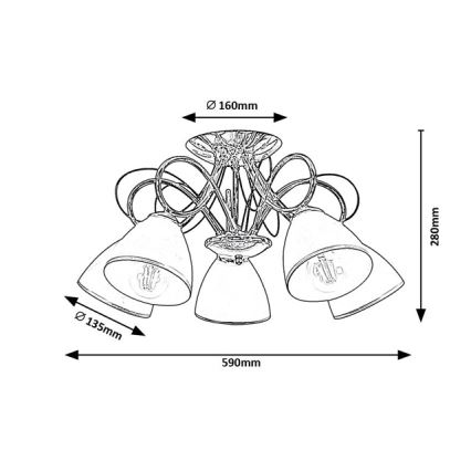 Brilagi - накладна люстра FRED 5xE27/60W/230V діам. 59 см блискучий хром