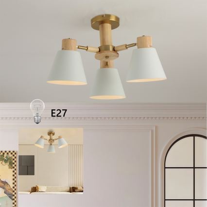 Брілагі - накладна люстра Лунд Вуд 3хЕ27/40 Вт/230 В, діаметр 50 см, каучукова деревина