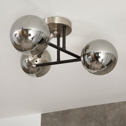 Брілагі - Накладна люстра МАЛІВА 3xE14/15Вт/230В матовий хром/димчастий