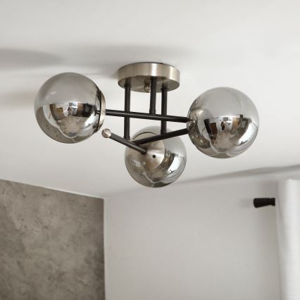 Брілагі - Накладна люстра МАЛІВА 3xE14/15Вт/230В матовий хром/димчастий