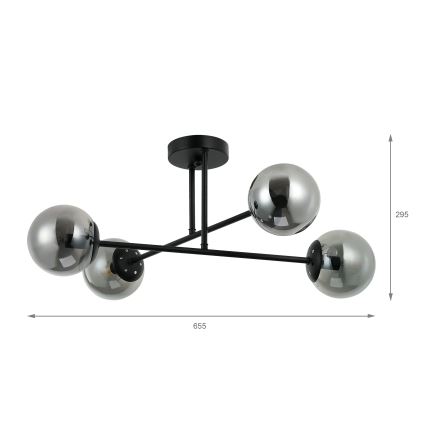Brilagi - Накладна люстра MALIVA 4xE14/15W/230V чорна/димчаста