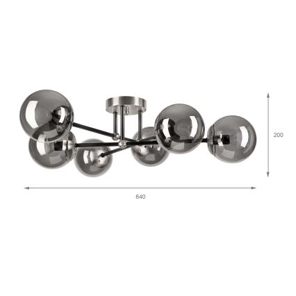 Brilagi - Накладна люстра MALIVA 6xE14/15W/230V матовий хром/димчасте скло