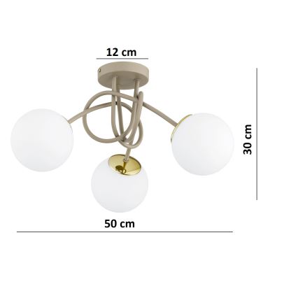 Brilagi - Накладна люстра MILO ECRU 3xE27/60W/230V бежева/золота