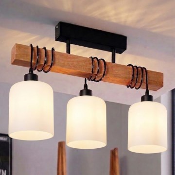 BRILAGI - Накладна люстра WOOD GLASS 3xE27/60W/230V сосна/чорна/біла
