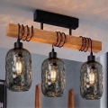 BRILAGI - Накладна люстра WOOD GLASS 3xE27/60W/230V сосна/чорна/димчасто-сіра