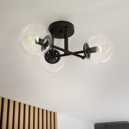 Brilagi - Накладна стельова люстра MALIVA 3xE14/15W/230V чорна/прозора